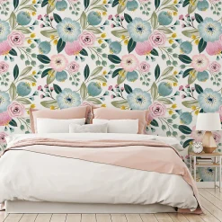 Papier Peint Pour Salon FLEURS Colorées Feuilles Plantes