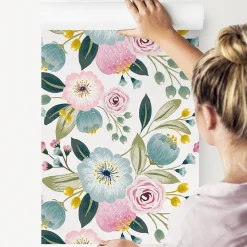 Papier Peint Pour Salon FLEURS Colorées Feuilles Plantes