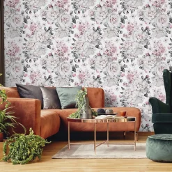 Papier Peint Pour Salon FLEURS Roses Blanches Nature
