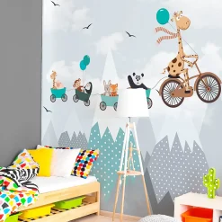 Papier peint pré-encollé girafe et ses amis H 250 x L 240 cm