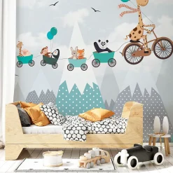 Papier peint pré-encollé girafe et ses amis H 250 x L 240 cm
