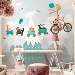Papier peint pré-encollé girafe et ses amis H 250 x L 240 cm
