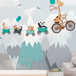 Papier peint pré-encollé girafe et ses amis H 250 x L 240 cm
