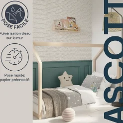 Papier peint pré-encollé vinyle intissé géométrique Easy Roll GoodHome Ascott beige l.53 x H.1005 cm
