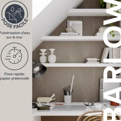Papier peint pré-encollé vinyle intissé géométrique Easy Roll GoodHome Barlow gris l.53 x H.1005 cm