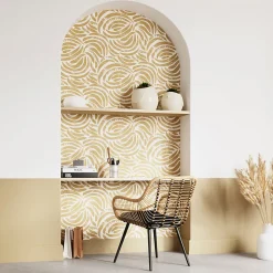 Papier peint pré-encollé vinyle intissé géométrique Easy Roll GoodHome Aubrey beige l.53 x H.1005 cm