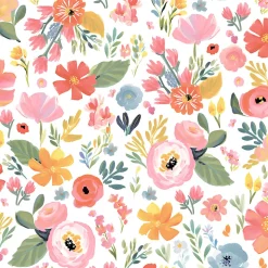 Papier peint pré-encollé vinyle intissé bouquet de fleurs Easy Roll GoodHome Tullie rose l.53 x H.1005 cm