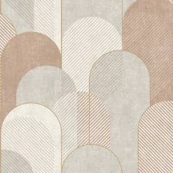 Papier peint pré-encollé vinyle intissé géométrique Easy Roll GoodHome Albury rose l.53 x H.1005 cm