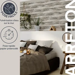 Papier peint pré-encollé vinyle intissé uni Easy Roll GoodHome Arreton gris l.53 x H.1005 cm