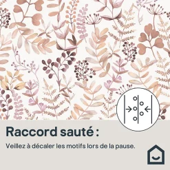 Papier peint pré-encollé vinyle intissé botanique Easy Roll GoodHome Olivia rose l.53 x H.1005 cm