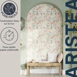 Papier peint pré-encollé vinyle intissé fleuri Easy Roll GoodHome Aristea multicolore l.53 x H.1005 cm