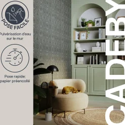 Papier peint pré-encollé vinyle intissé géométrique Easy Roll GoodHome Cadeby gris l.53 x H.1005 cm