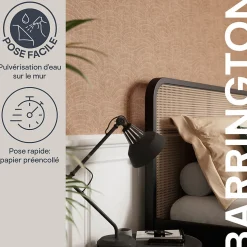 Papier peint pré-encollé vinyle intissé géométrique Easy Roll GoodHome Barrington rose l.53 x H.1005 cm