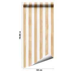 Papier peint pré-encollé vinyle à rayures Easy Roll GoodHome Satori rayures jaune ocre l.53 x H.1005 cm