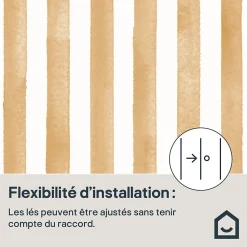 Papier peint pré-encollé vinyle à rayures Easy Roll GoodHome Satori rayures jaune ocre l.53 x H.1005 cm