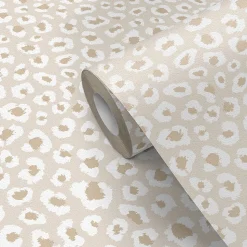 Papier peint pré-encollé vinyle Easy Roll GoodHome Coquille Pois beige l.53 x H.1005 cm