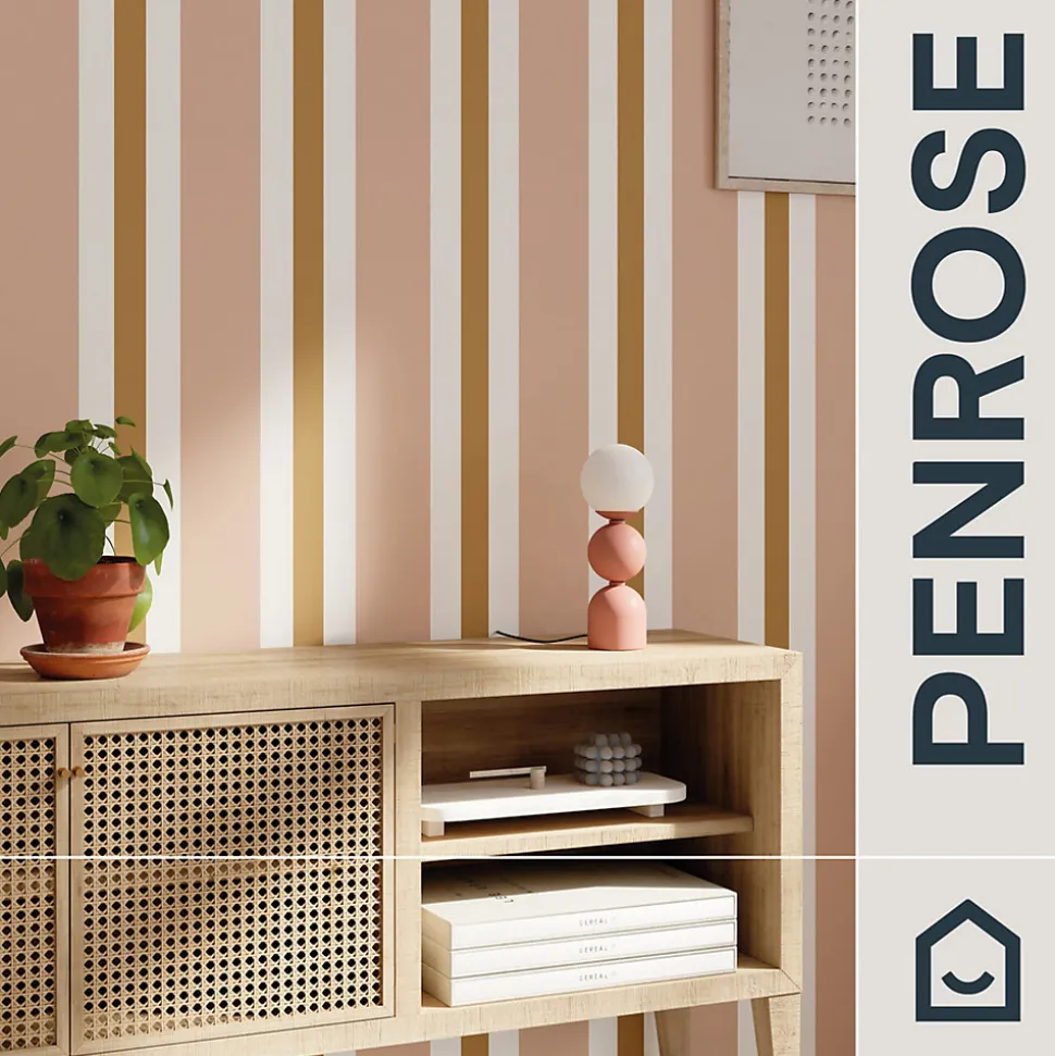Papier peint pré-encollé vinyle intissé rayures rose Easy Roll GoodHome Penrose l.53 x H.1005 cm