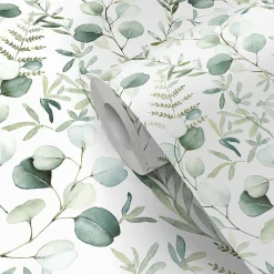 Papier peint pré-encollé vinyle intissé fleuri Easy Roll GoodHome Cedrela vert l.53 x H.1005 cm
