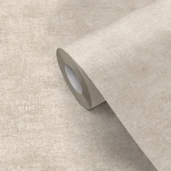 Papier peint pré-encollé vinyle intissé uni Easy Roll GoodHome Bagatelle beige l.53 x H.1005 cm