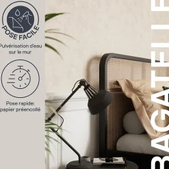 Papier peint pré-encollé vinyle intissé uni Easy Roll GoodHome Bagatelle beige l.53 x H.1005 cm