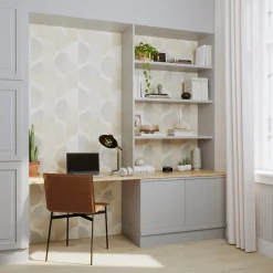 Papier peint pré-encollé vinyle intissé géométrique Easy Roll GoodHome Antilia beige l.53 x H.1005 cm