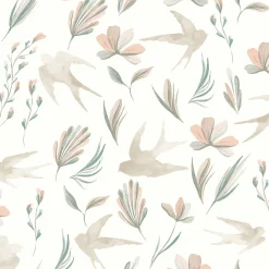 Papier peint pré-encollé vinyle intissé fleuri Easy Roll GoodHome Aubourne beige l.53 x H.1005 cm