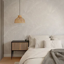 Papier peint pré-encollé vinyle intissé feuilage Easy Roll GoodHome Ufford beige l.53 x H.1005 cm