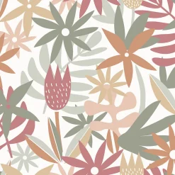 Papier peint pré-encollé vinyle fleuri Easy Roll GoodHome Basil fleurs multicolore l.53 x H.1005 cm
