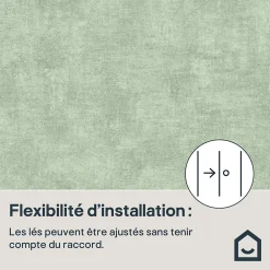 Papier peint pré-encollé vinyle intissé uni vert pailleté Easy Roll GoodHome Bagatelle l.53 x H.1005 cm