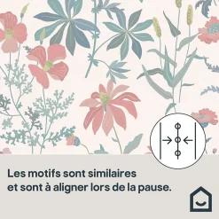 Papier peint pré-encollé vinyle intissé fleuri Easy Roll GoodHome Aldin rose pastel l.53 x H.1005 cm