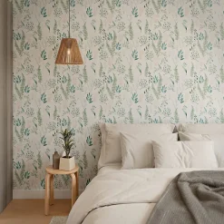 Papier peint pré-encollé vinyle intissé fleuri Easy Roll GoodHome Chandos vert l.53 x H.1005 cm
