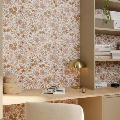 Papier peint pré-encollé vinyle intissé fleuri rose Easy Roll GoodHome Lovko l.53 x H.1005 cm