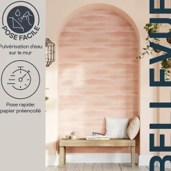 Papier peint pré-encollé vinyle intissé Easy Roll GoodHome Bellevue rose l.53 x H.1005 cm