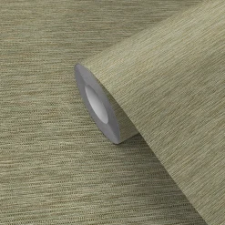 Papier peint pré-encollé vinyle intissé uni Easy Roll GoodHome Calcot vert kaki l.53 x H.1005 cm