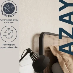 Papier peint pré-encollé vinyle intissé géométrique Easy Roll GoodHome Azay beige l.53 x H.1005 cm