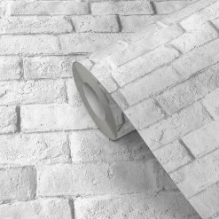 Papier peint pré-encollé vinyle intissé imitation mur de brique Easy Roll GoodHome Alfreton gris l.53 x H.1005 cm