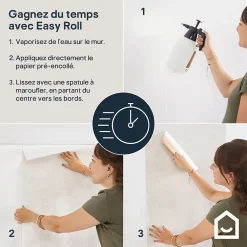 Papier peint pré-encollé vinyle intissé uni beige Easy Roll GoodHome Coppins l.53 x H.1005 cm