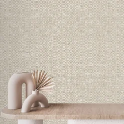 Papier peint pré-encollé vinyle intissé uni Easy Roll GoodHome Cahors beige l.53 x H.1005 cm