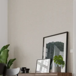 Papier peint pré-encollé vinyle intissé uni Easy Roll GoodHome Cahors beige l.53 x H.1005 cm