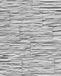 Papier peint quartzite ardoise en relief 1003-32 vinyle très résistant aspect pierre blanc gris clair