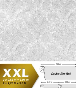 Papier peint style country EDEM 83006BR60 papier peint intissé à peindre texturé avec des ornements mat blanc 1 carton à 4 rouleau