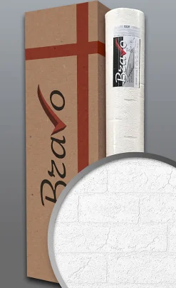 Papier peint texturé EDEM 83101BR70 papier peint intissé texturé à l'aspect de pierre mat blanc 1 carton à 4 rouleaux