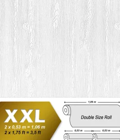 Papier peint texturé EDEM 83005BR60 papier peint intissé texturé à l'aspect de bois mat blanc