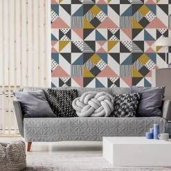 Papier Peint Triangles d'ornements Motif Géométrie Abstraction
