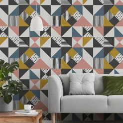 Papier Peint Triangles d'ornements Motif Géométrie Abstraction