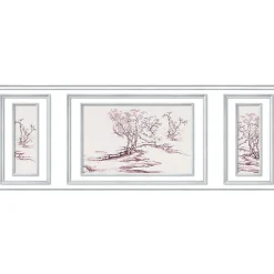 Papier peint trompe l'oeil boiserie, 75x200cm. Toile arbre rouge pour décor intérieur panoramique. Donnez une nouvelle vie à votre