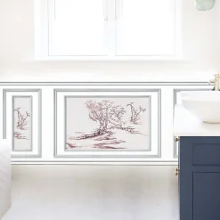 Papier peint trompe l'oeil boiserie, 75x200cm. Toile arbre rouge pour décor intérieur panoramique. Donnez une nouvelle vie à votre