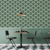 Papier peint vintage avec motifs géométriques verts - 255x260 cm (l x h)