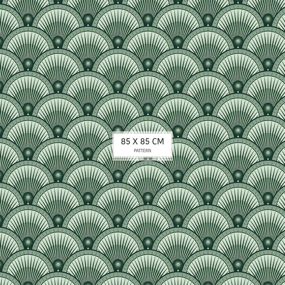 Papier peint vintage avec motifs géométriques verts - 255x260 cm (l x h)