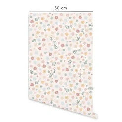 Papier peint vinyle adhésif happy farm flower multicolore 50x300 cm